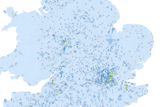 Vagrants expelled from Middlesex (1777-1786) by parish of origin, using the 'Vagrant Lives' dataset, with parishes sending more than 20 vagrants highlighted.